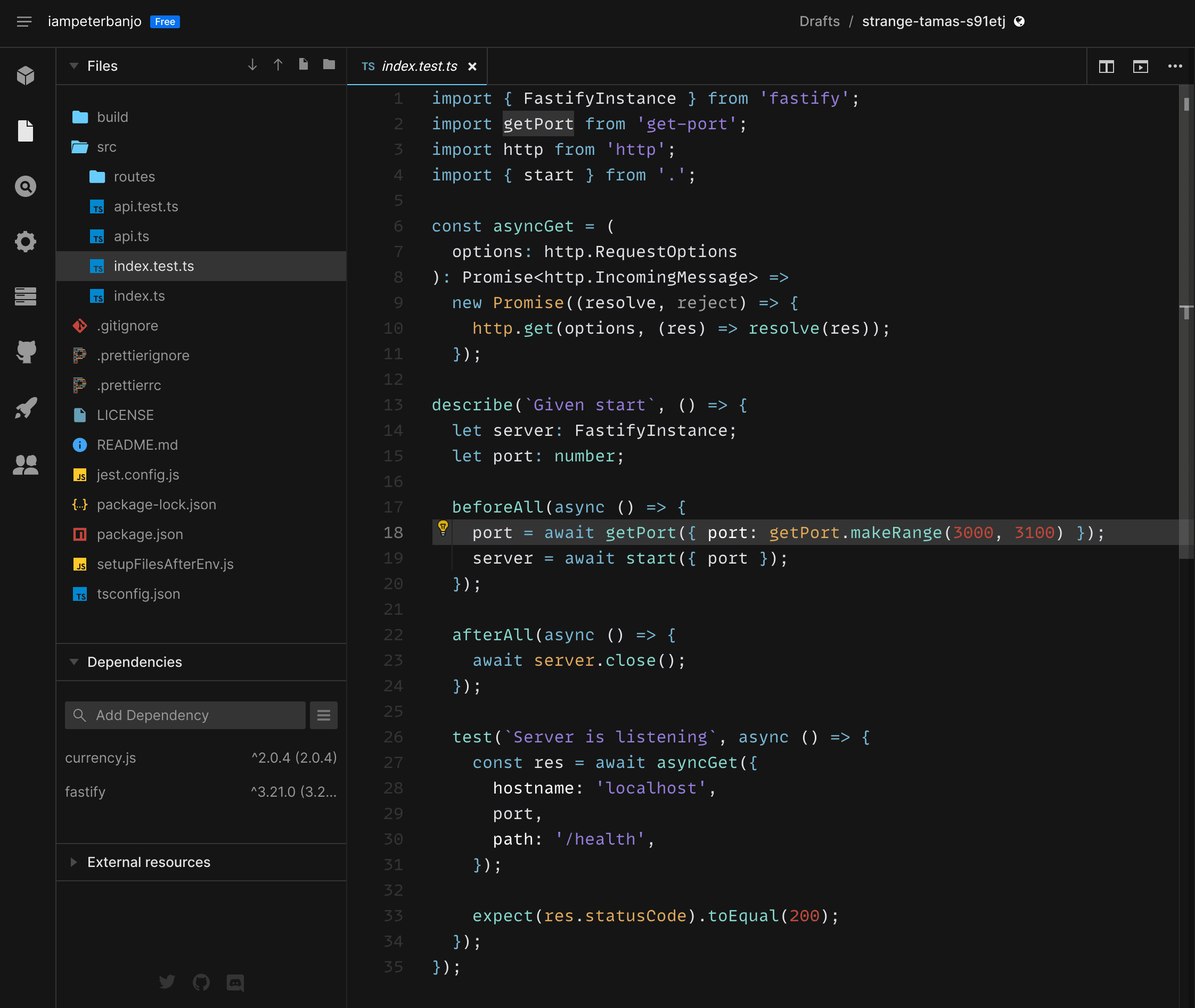 Starting with a health route